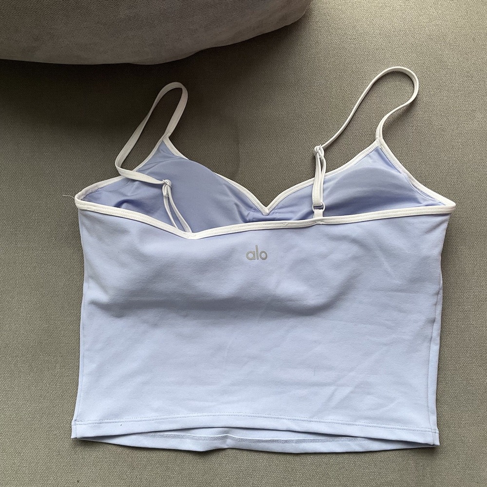 Alo Yoga Airbrush Refined Bra Tank Light Provence Blue/White M - Picture 16 of 16